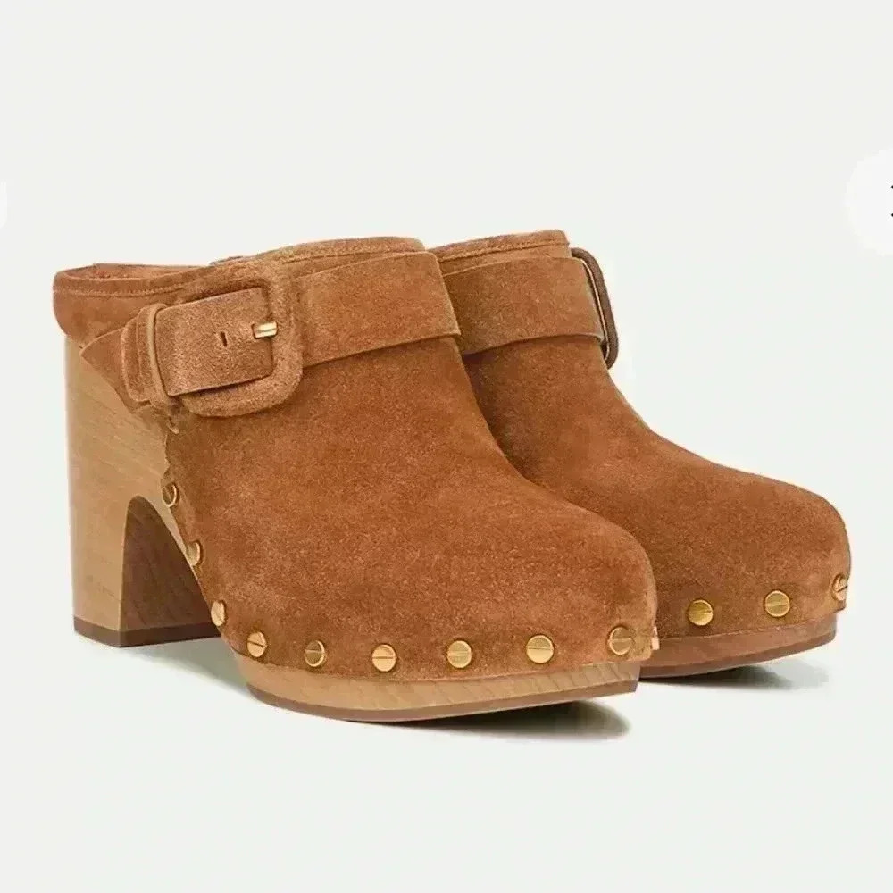 Veronica Beard Tan Suede Clogs